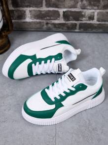 Casual Shoes, Solid Color Low-Top Lace-Up, Comfortable EVA Sole, School Style Daily Running Shoes, All Season