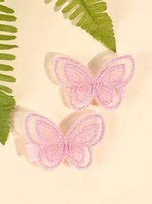 2pcs Pink Butterfly Hair Clips For Women Girls Solid Color Butterfly Embroider Alligator Clips Cute Sweet Butterfly Hair Clips Lovely Mini Butterfly Hair Clips Vacation Holiday Gifts Barrettes Women Hair Accessories