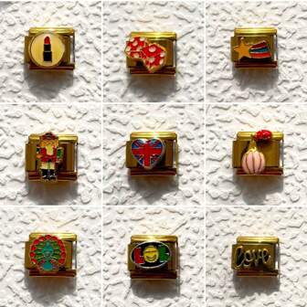 1 pieza Nueva Serie de Pulseras Personalizadas con Estilo Modular Italiano Base Dorada, Dados Rojos y Serie de Perfume de Soldado