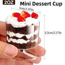 10~50个 2盎司或5盎司迷你甜点杯，透明葡萄酒杯，迷你冰淇淋蛋糕甜点杯，泡芙开胃菜杯，慕斯杯，蛋糕模具，适用于派对、婚礼、生日品尝杯 - 無色 - 查看 2