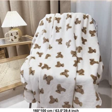 WholeNight 1pc Ins Cartoon Plush Throw Blanket, Soft & Skin-Friendly Flannel Blanket, Lightweight For Spring/Summer/Autumn, Suitable For Indoor, Camping, Air-Conditioned Room, Sofa, Home, Both Boy And Girl Love Valentine - White - View 8