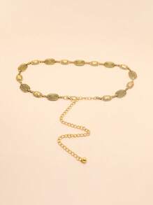 1pc Gold Tone Metal Floral Engraved Women's Waist Chain
