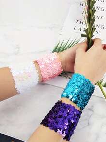1 PIEZA Brazalete colorido con lentejuelas para actuación en el escenario, brazalete elástico en múltiples colores para decoración, 5 días hábiles