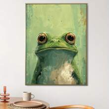 1 Pc Canvas Painting, A Bright And Fashionable Green Frog, Wooden Framed Art,High Quality ,Thickness 2.25cm/1inch  Wall Art Prints Poster Direct Hanging Decor For Home Gifts,Living Room, Bathroom, Bedroom, Kitchen,Bar,Office - 彩色 - 查看 5
