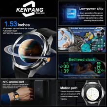 KENPANG 2025 NEW S4 Ultra Outdoor Sports Men's Smart Watch, 1.53inch AMOLED Full Touch Screen ,NFC Control, GPS Trajectory, Compass, Multiple Sports Modes, Heart Rate/Sleep Fitness Tracker, And Water-Proof Bluetooth Call .Smartwatches Compatible With IPhone And Android Phones, The Best Gift For Boyfriends.