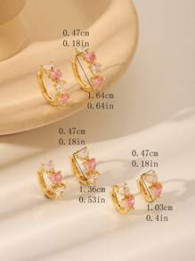 Set de 6 pendientes con forma de corazón con circonita brillante, en diferentes tamaños a juego, accesorios de joyería de lujo para mujeres, adecuado para uso diario, regalo para el Día de San Valentín, mamá, madre, Día de la Madre