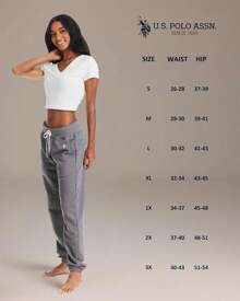 U.S. Polo Assn. Womens Sweatpants Joggers, French Terry Lounge Pants For Women - 深炭色希瑟 - 查看 6