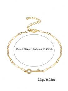 Charm-In 1 peça de tornozeleira exclusiva de zircônia, joia de tornozeleira de cobre banhada a ouro, acessório de moda para mulheres, adequada para uso na praia, presente para namorada