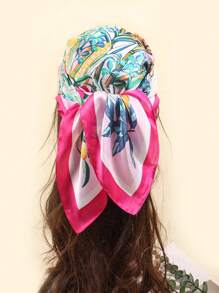 1 pièce Bandana de printemps pour femme 70cm Foulard en faux soie imprimé petit fichu bandeau écharpe protection du cou, utilisation polyvalente au quotidien