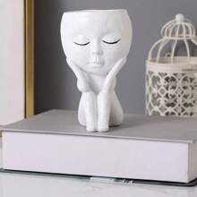 1pc Personalized Resin Doll Succulent Plant Closed Eyes Eve Plant Pot, Flower Pot Indoor Modern Decorative Plastic Plant Pot For All Houseplants, Succulents, Flowers And Cacti