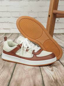 米色透气网眼拼布优质面料舒适简约优雅步行鞋，坚固个性独特魅力舒适城市系带通勤商务休闲鞋，适合送礼，约会 - 彩色 - 查看 2