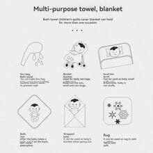1pc Baby Bubble Gauze Hooded Bath Towel, Newborn Baby Blanket