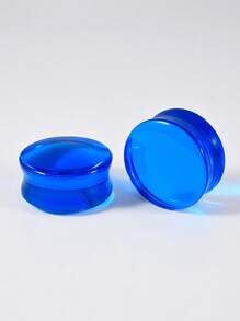 1Pair Transparent Blue Glass Solid Ear Plug No Thread Ear Expander Strencher Ear Gauges Tunnel Body Piercing Jewelry For Male&Female Daily Wearing 6-30mm - Blue - View 16