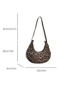Fashionable Leopard Print Hobo Shoulder Bag, 2025 - Brown - View 6