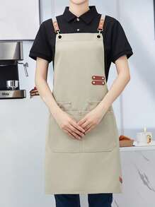 1pc Thickened Canvas Apron, Waterproof Apron For Cooking, Cafe, Coffee Shop, Catering Industry - One Size - View 6