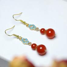 1 件传统风格红玛瑙葫芦形女士吊坠，适合日常佩戴和母亲节礼物 - 紅色 - 查看 6