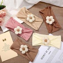 5 种颜色婴儿花朵头带，柔软女婴头带尼龙头带，适合女婴婴儿洗澡，适合新生儿婴幼儿的花朵发饰 - 彩色 - 查看 5