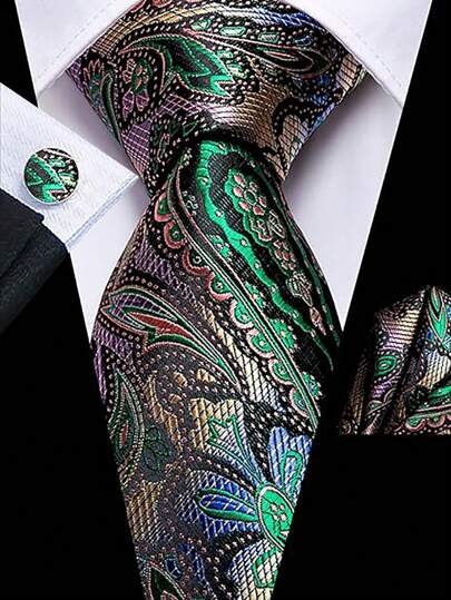 Conjunto de Gravatas Masculinas, Conjunto de Gravata Clássica da Moda com Abotoadura para Festa de Negócios