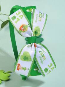 1 stuk schattige groene klaverprint strik haarband meisjes haaraccessoires