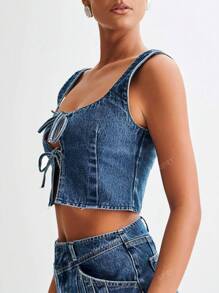 Women's Sexy Bow Denim Camisole
