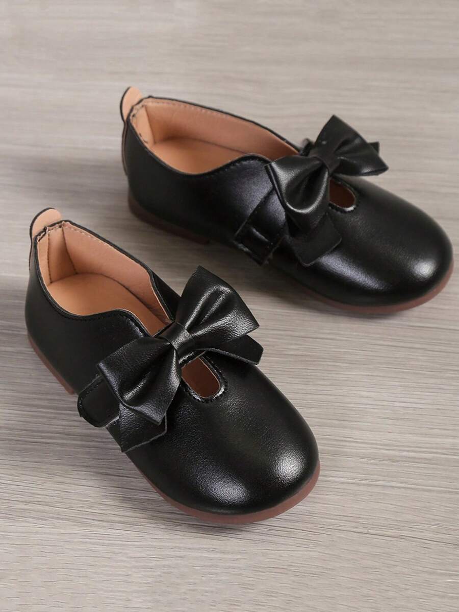 1 para dziewczęcych płaskich butów z kokardą i rzepem, okrągłe noski, urocze mokasyny, dziecięce buty do tańca odpowiednie dla dziewczynek w wieku 3-7 lat, wiosna