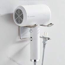 1 件装免钻不锈钢吹风机架、浴室架、节省空间壁挂式、银色、适用于浴室和沙龙