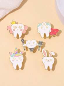 1pc Cute Cartoon Colorful Teeth Design Alloy Brooch, Interesting Personal Stylish Versatile Gift Accessory - Multicolor - View 1