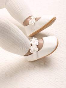 1 双春秋款 0-1 岁女婴蕾丝装饰 PU 软底公主平底鞋 - 白色 - 查看 6