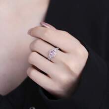 1 Stück S925 Sterling Silber eiförmiger Pink Diamant & 5A Kubikzirkonia Damen Ring