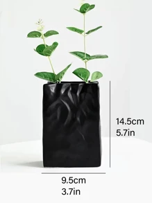 Crinkle Paper Bag Ceramic Vase, Wide Mouth Pleated Vase, Unique White Matte Vase, Minimalist Boho Vase For Flower Arrangement Table Centerpiece Home Office Bookshelf Decor Gifts Birthday Graduation