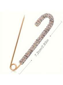 1pc Elegant Rhinestone Neckline Pin Decoration Brooch - Oversized, Perfect Accessory For Women Cardigans And Coats - Simple, Sophisticated Design For Everyday Wear - Multicolor - View 6