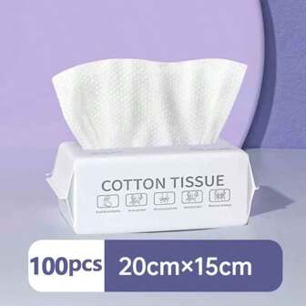 KIMHOME 100 pièces Lingettes de nettoyage du visage en coton jetables - Serviettes douces et prêtes à l'emploi pour le salon et la maison