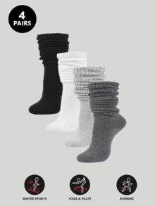 2双/4双女士秋冬针织袜，休闲袜，女士紧身短袜，女士紧身长袜，适合脚码（36-39）