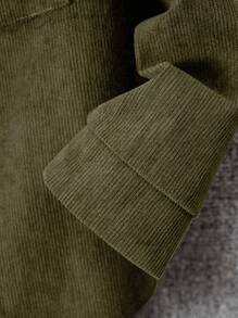 2 Stücke/Set Kleine Jungen Cord-Hemd mit Langarm und Mehrfachtaschen und Cargohose mit Klaschentaschen, lässiger Streetwear Anzug für alltägliche Anlässe, Urlaubsreisen - Armeegrün - Übersicht 6