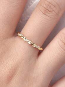 1 件满天星实心戒指铂金情侣对戒 S925 纯银欧美风格精美珠宝礼物 - 線條麻花扭紋 - 查看 5