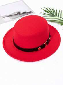 这款优雅的羊毛毡帽适合夏季海滩、女士日常和度假穿着，饰有圆形铆钉和对称腰带，是一款装饰性的西部牛仔帽，适合即将到来的复活节和夏季。 - 純色 - 查看 15