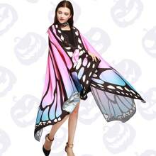 3 Pieces Per Set. Women's Butterfly Wing Shawl + Hair Hoop + Face Mask, A Halloween Costume Accessory Set. Festival Costume Accessories Including A Butterfly-Patterned Cape, An Antenna Headband, And A Lace Hollow-Out Mask. Suitable For Adult Butterfly Wing Costumes With Headpieces And Face Decorations For Christmas Parties. It Can Also Serve As A Birthday Gift, And Is Applicable For Parties, Cosplay, Stage Performances, Etc. - Purple - View 10