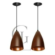 Conjunto Luzes com 3 Luminarias Pendentes Lustres em Alumínio Promoção Vegas Sala Cozinha Quarto Variedade em Cores GL ilumi! - Marrom - Visão 3