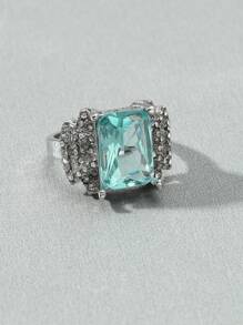 1pc Fashionable High-End Geometric Cube Ring - Blue - View 2