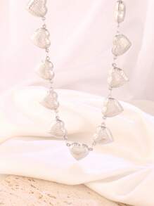 1pc 18k PVD Gold Plated Stainless Steel Hollow Heart Pendant Necklace For Women Silver Golden Color Light Handy Heart Chain Necklaces Party Jewelry Gifts - Necklaces - View 10