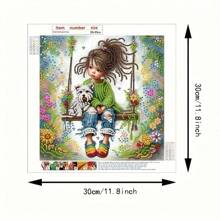 1pc 30*30cm/ 11.8 * 11.8in Frameless 5D Asymmetrical Shaped Diamond Painting Kit, DIY Design For Woman On Swing Pattern, Wall Decor, Ornament, Beginner & Adult Gift, Thanksgiving