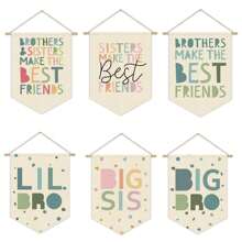 帆布壁挂装饰适用于托儿所、婴儿房、儿童房、小兄弟、大兄弟、兄弟是最好的朋友、大哥哥 - 彩色 - 查看 3