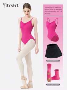 DonsGirl 一件装女士芭蕾舞紧身衣，肩带可调节，腰部修身设计，适合舞蹈和体操表演训练。