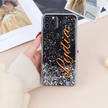 1PC Personalized Customized Name Drop Glue Textured Tpu Handmade Sparkling Phone Case Compatible With IPhone 11 12 13 14 15 Promax