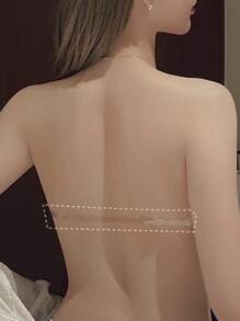 1pc Skin-Colored Lace Sticky Bra, Invisible Adhesive Push-Up Bust Enhancers Supplied With Random Transparent Straps - Apricot - View 4