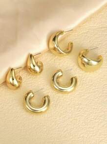 Set de 6-12 pares de pendientes de aro grande y gota de agua, pendientes de moda exagerados para mujer - Multicolor - Ver 4