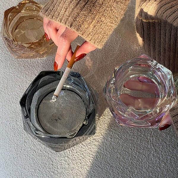 1 Piece Of Crystal Water Chestnut Ashtray Light Luxury Decorative Ornament,Ins Style Creative Crystal Glass Ashtray, Home Living Room, Light Luxury KTV Bar, Commercial Ashtray