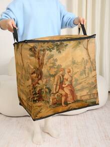 1 Piece, Portrait Pattern Printed Large Capacity Storage Bag, Wardrobe Organizing Storage Bag, Foldable Clothing Storage Box, With Sturdy Zipper Clothing Storage Container, Suitable For Clothing, Blankets, Quilts, Etc - Multicolor - View 11