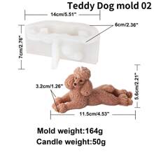 Molde de Silicone para Vela em Forma 3D de Cachorro de Pelúcia Deitado, Molde de Sabão de Animal Poodle, Molde de Silicone de Cachorro, Decoração de Filhote, Vela de Cera de Soja, Arte de Gesso e Resina