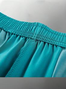 2pcs Women's Sports Shorts, Summer Breathable Casual Drawstring Elastic Waist Zipper Pocket Capri Pants, Colorful Comfortable For Running, Cycling, Fitness, Outdoor Leisure - Multicolor - View 6